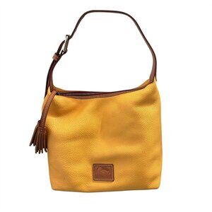 Dooney & Bourke Paige Hobo Bag Purse Dandelion Yellow Pebbled Leather Duck Logo